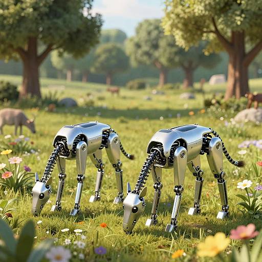 Robotic Animals Grazing in Digital Meadow