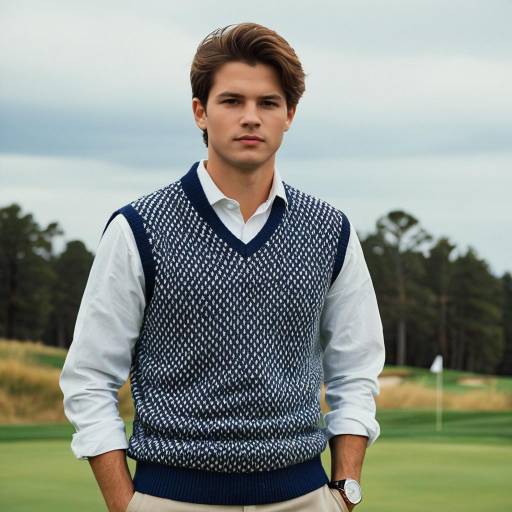 Young Man in Sweater Vest on Golf Course