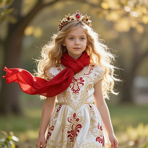 Regal Blonde Girl in Enchanted Garden