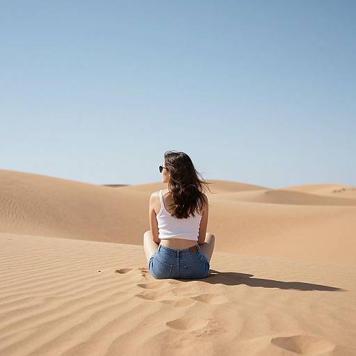 Woman on Sand Dune Back View