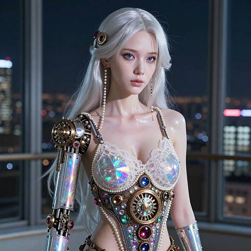 Steampunk Woman with Clockwork Prosthetic Arm