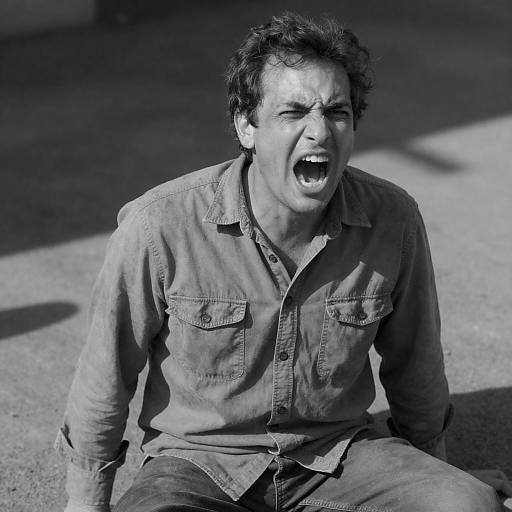 Dramatic Black-and-White Portrait of Anguish
