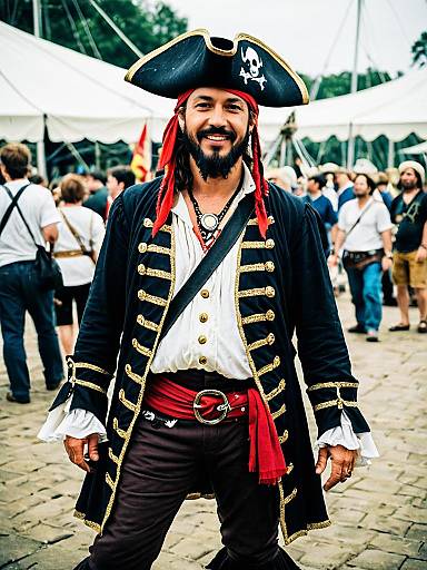 Man in Peg-Leg Pirate Costume at Festival