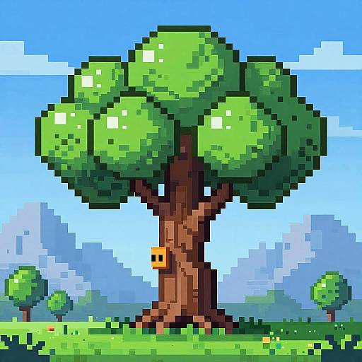 Pixel Art Twisted Tree Landscape