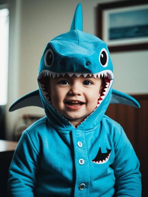 Cinematic Portrait of Man in Shark Costume