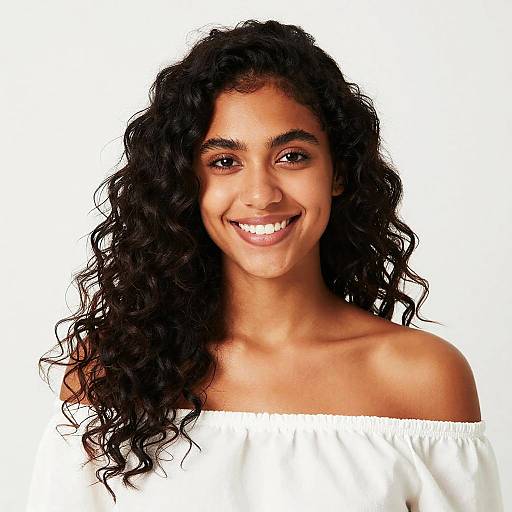 Smiling Young Woman with Curly Hair