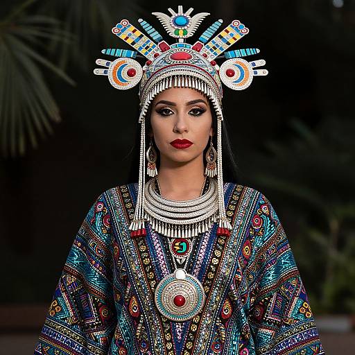 Psychedelic Aztec Woman Portrait