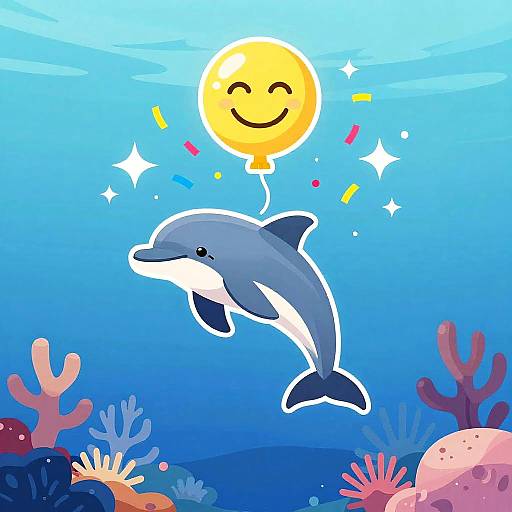 Cheerful Dolphin Balloon Underwater Scene