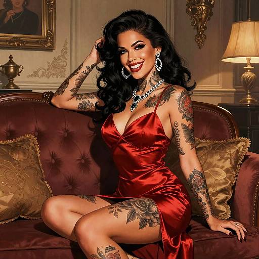 Vivacious Tattooed Jazz Singer Illustration