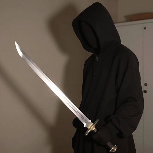 Mysterious Figure with Glowing Sword