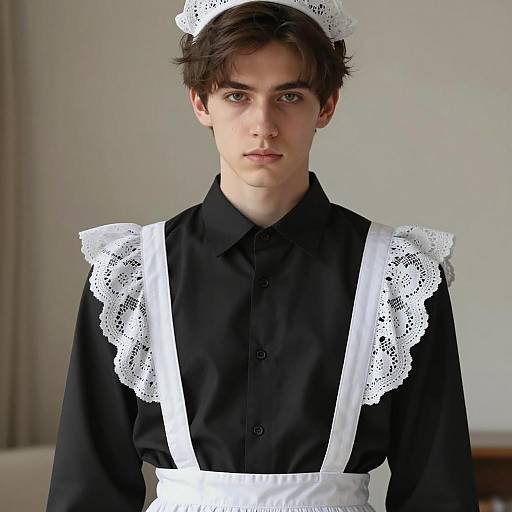 Young man in modern French maid costume