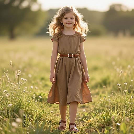 Elegant Blonde Girl in Sunny Meadow