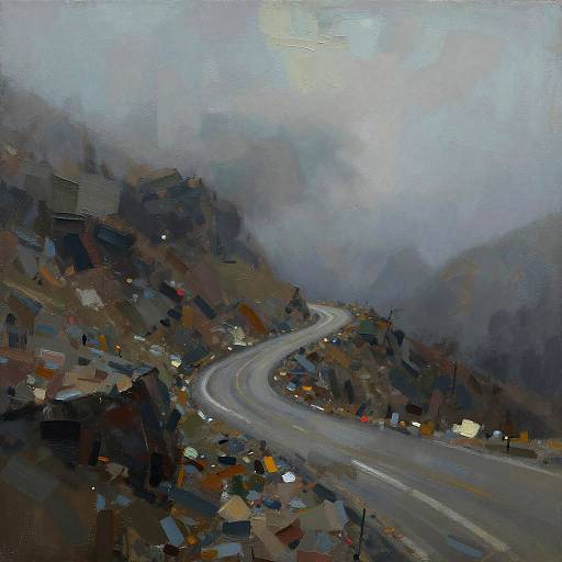 Mysterious Foggy Mountain Abstract