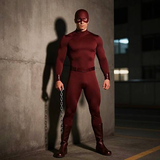 Heroic Figure in Urban Night Scene