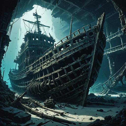 Moody Watercolor of a Sunken Wreck
