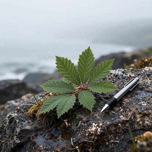 Detailed Pen and Ink Rocky Coastline