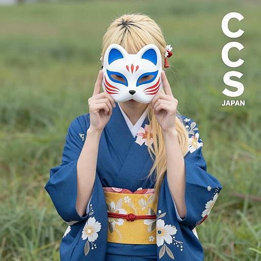 Blonde Woman in Floral Kimono Portrait