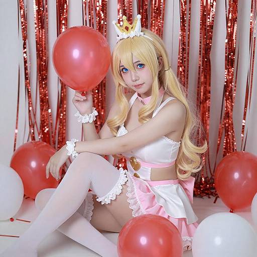 Blonde Cosplayer in Festive Setting