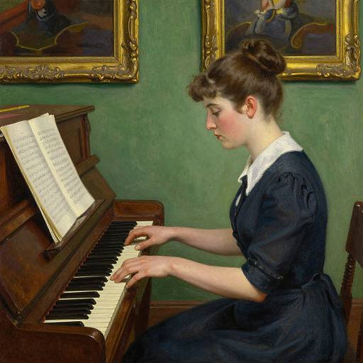 Vintage Portrait of Woman Playing Piano