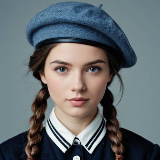 Portrait of Young Woman in Blue Beret
