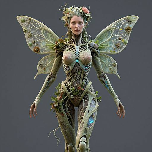 Biomechanical Cybernetic Dryad with Bioluminescence