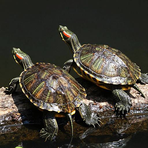 Realistic Red-Eared Slider Turtles Basking