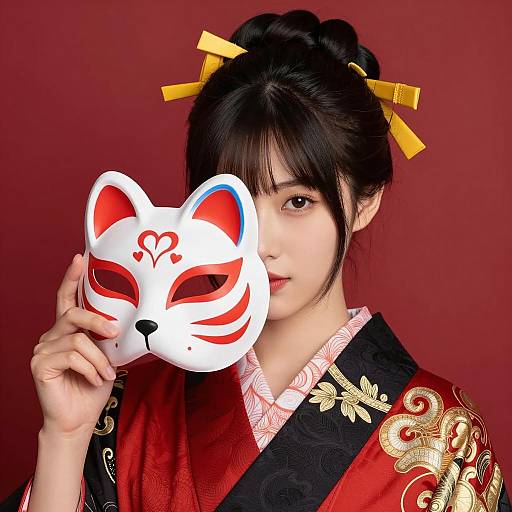 Elegant Asian Woman in Kimono Portrait