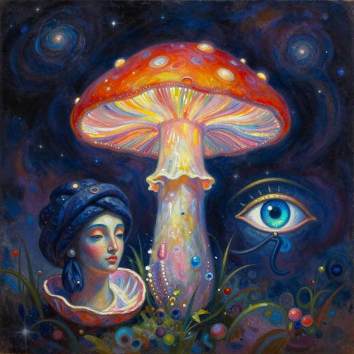 Joan Miró Inspired Mystical Night Scene