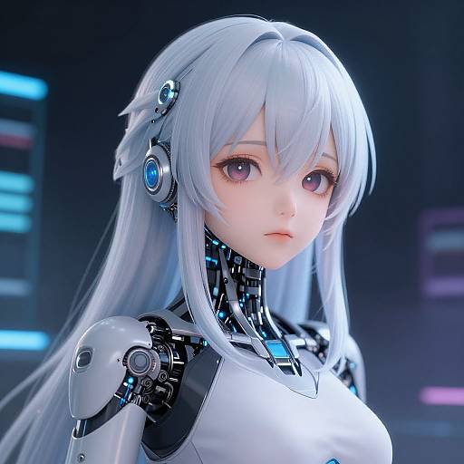 Serene Cybernetic Anime Girl Portrait