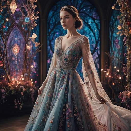 Enchanting Woman in Whimsical Gown Enchanting Woman in Whimsical Gown
