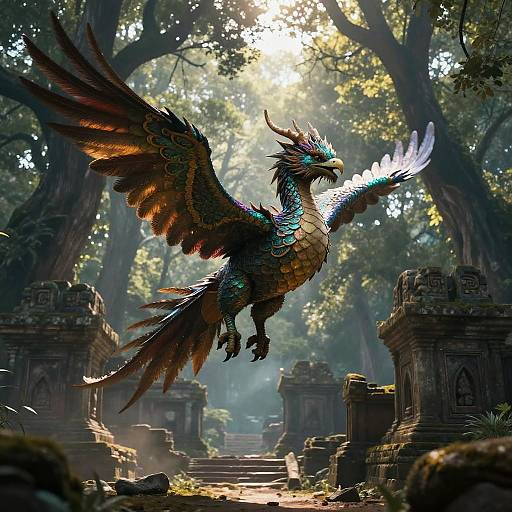 Palami Soaring Over Mystical Ruins