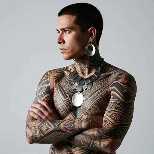 Heavily Tattooed Person with Jewelry