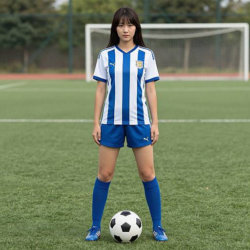 Woman in Soccer Uniform on Field