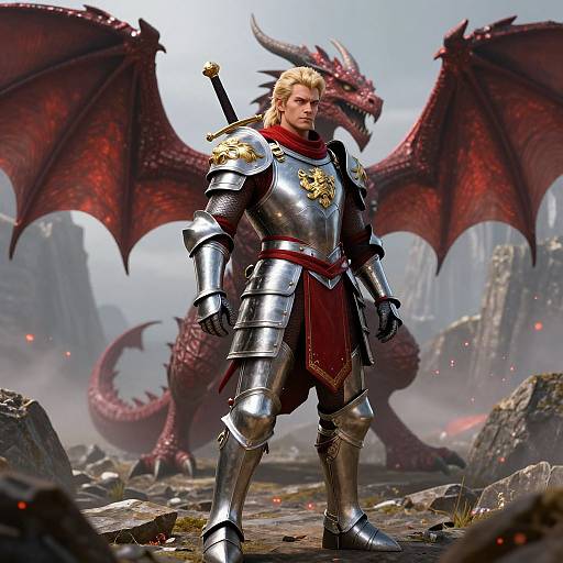 Medieval Warrior with Dragon Companion