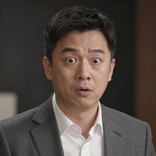 Shocked Businessman in Grey Suit