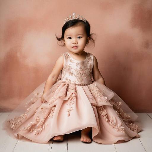 Toddler Girl in Pink Princess Dress and Tiara
