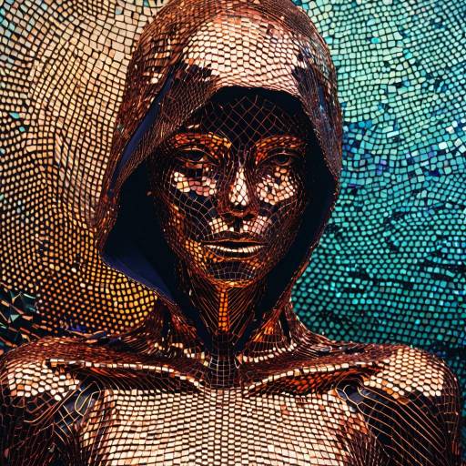 Surreal Copper Mesh Humanoid Portrait