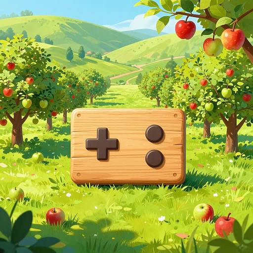 Hand-Painted Apple Orchard Game Scene