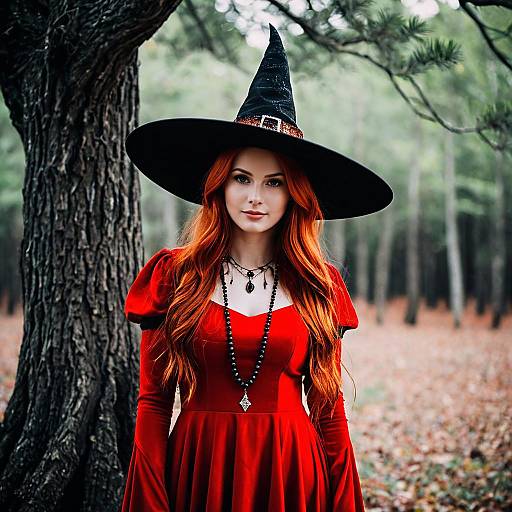 Enchanting Red Witch Costume Display