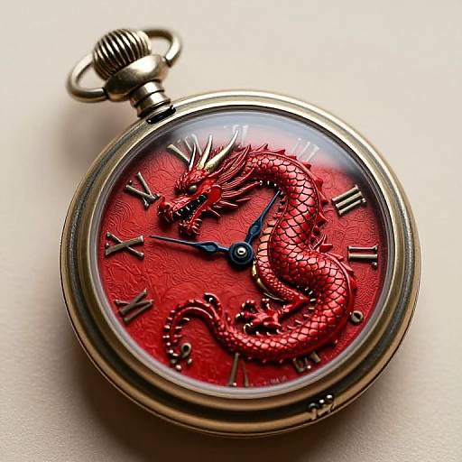 Steampunk Pocket Watch with Red Dragon