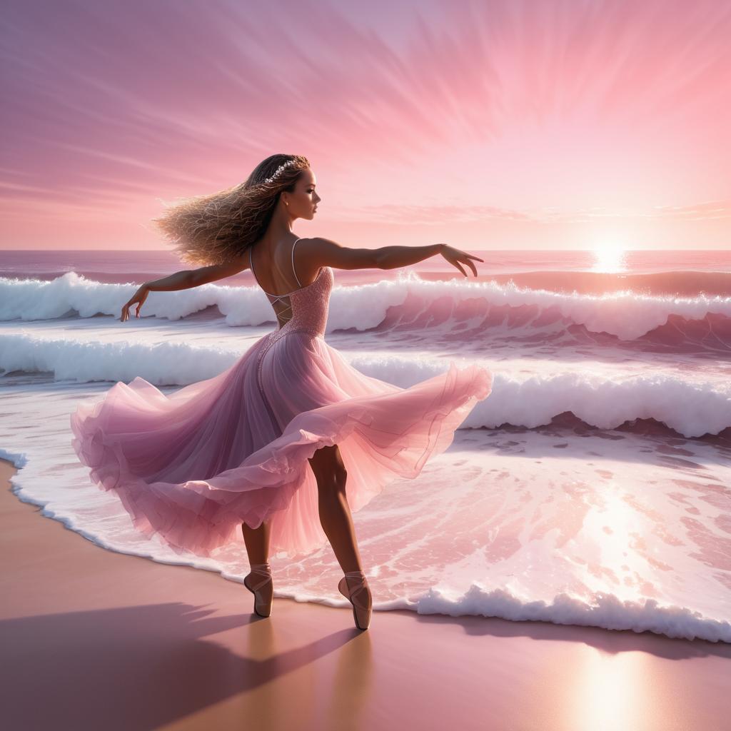 Ballet Dancer Against Dramatic Ocean Sunset