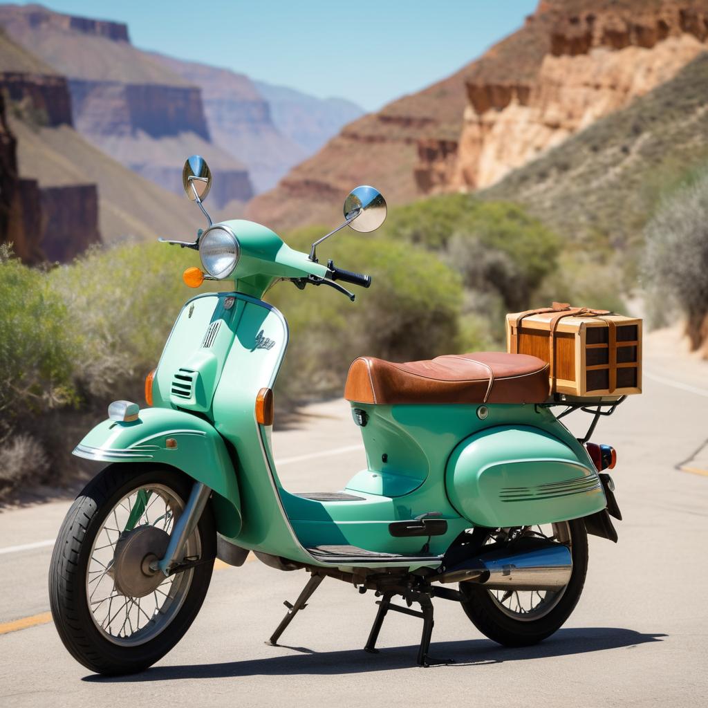 Vintage Seafoam Green Moped in Canyon