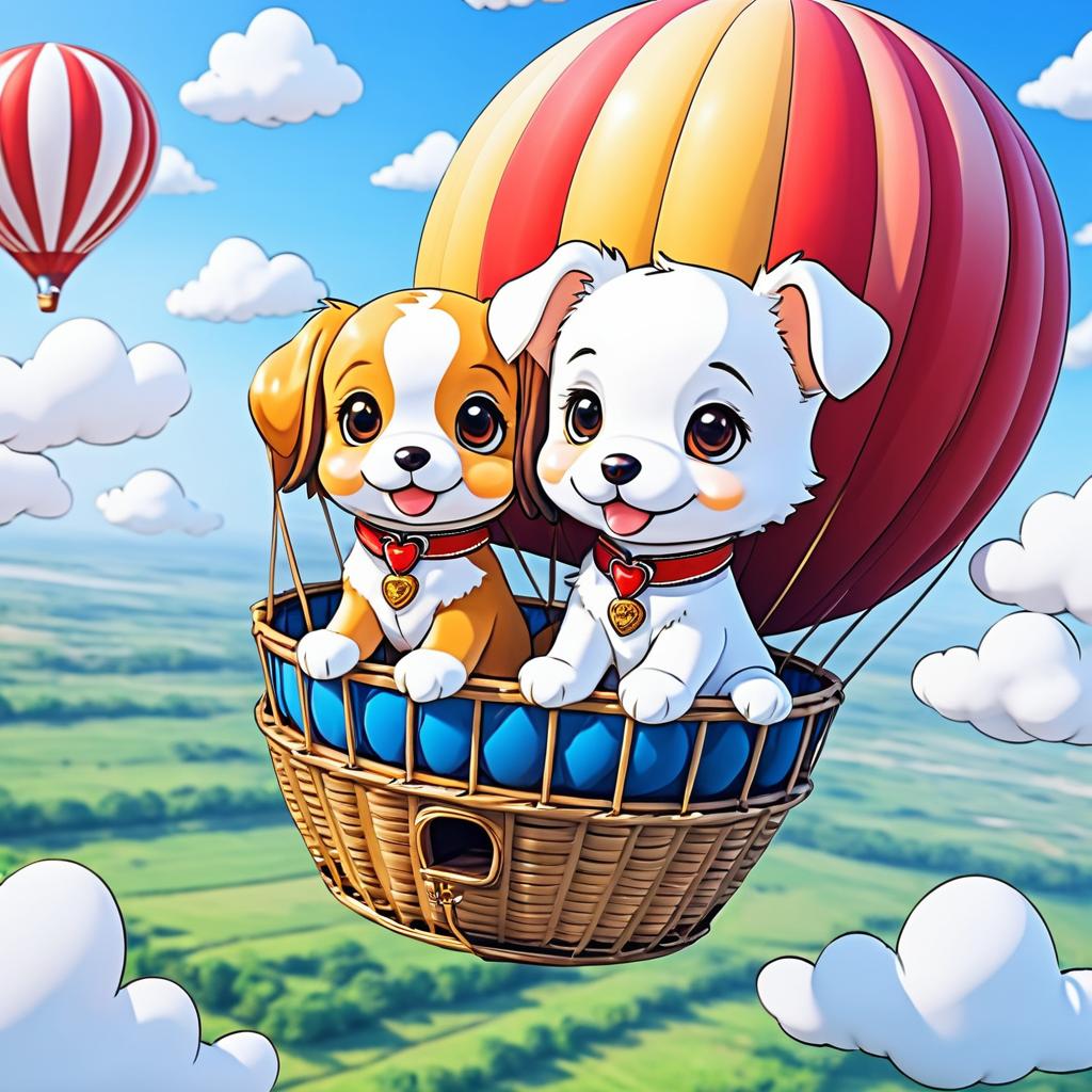 Adorable Puppies in a Balloon Adventure