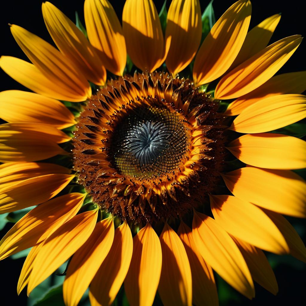 Cinematic Macro Sunflower Portrait