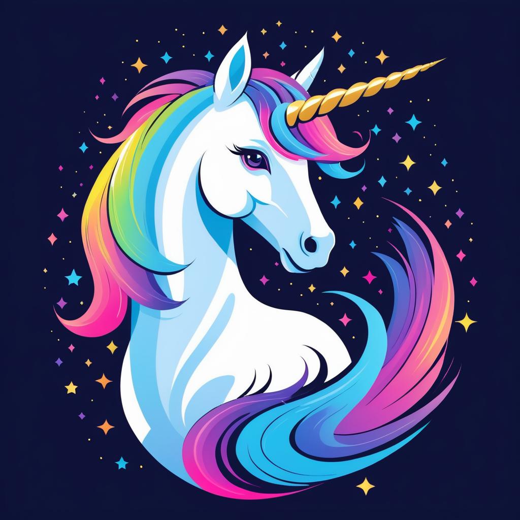 Vector Unicorn Cartoon T-Shirt Design