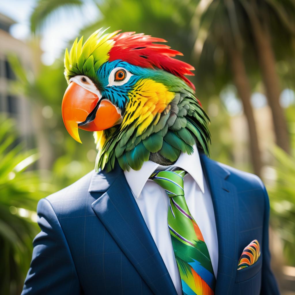 Lively Parrot in Suit Portrait