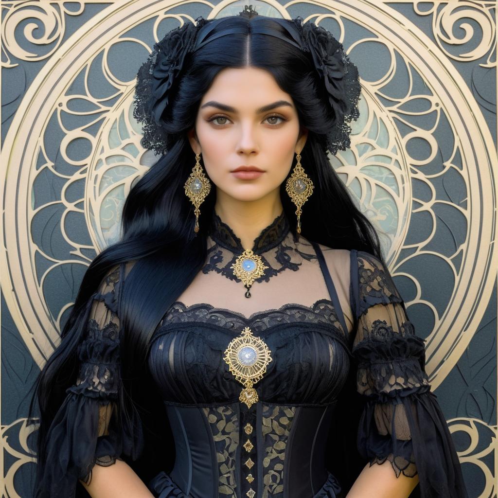 Gothic Art Nouveau Character Portrait