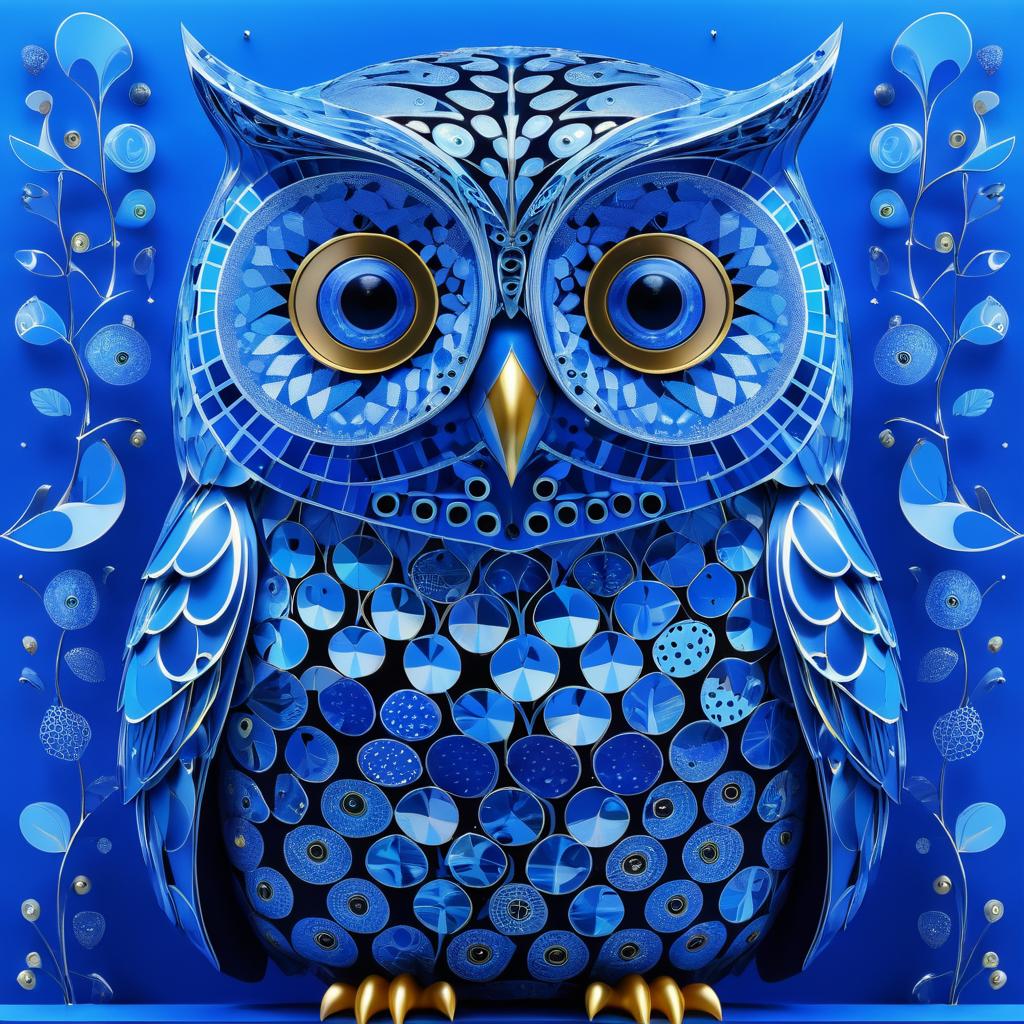 Holographic Owl Inspired by Yayoi Kusama