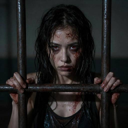 Cinematic Portrait: Sinister Woman Behind Bars