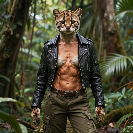 Ultra-Realistic Muscular Anthro Ocelot